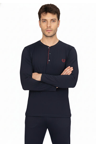 vory Men's Long Sleeve Round Button Collar Home Wear Bottom Top Set Vr.A10.N01.Y01.D10