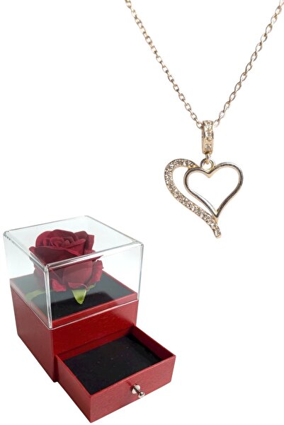 ank tasarım anka mücevherat ÇEKMECELİ KUTUDA 925 AYAR GÜMÜŞ ÇİFT KALP KOLYE K...