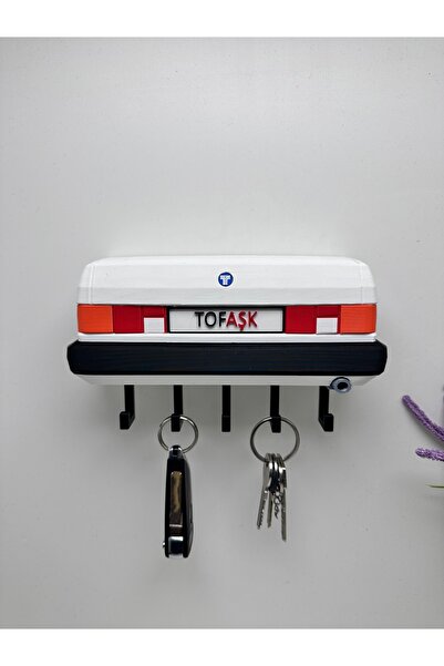 Butik 3D Baskı Dekoratif Tofaş Şahin Model Tasarımlı Beyaz Renk Anahtar Askılığı