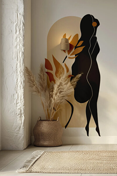 SDİGİTAL Soyut Kadın Figürlü Duvar Sticker | Modern Boho Tarz | 3 Ölçü Seçeneği