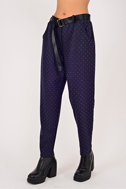 Park Moda 8614 Belt-Detail Stone-Embroidered Pants