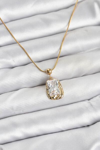 Nehir قلادة نسائية من الفولاذ 316L بلون ذهبي مع حجر الزركون، هدية لعيد الحب و...