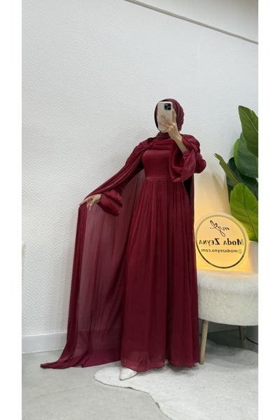 moda zeynaa Dior Kadın Tesettür Pelerinli Abiye