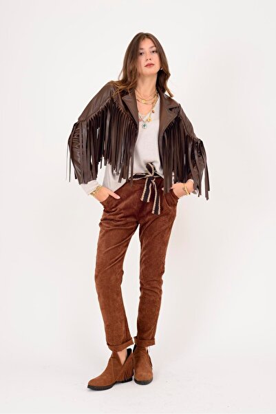 Park Moda 22036 Belt-Detail Trousers in Tubular Velvet