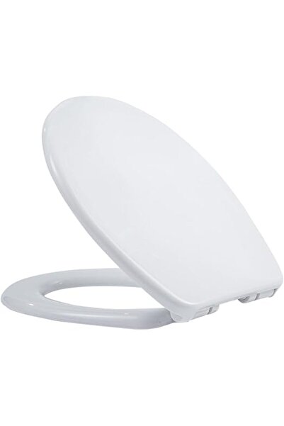 Generic D-shaped Modern Toilet Seat Cover with Slow-Close and Quick-Release Hinges, White