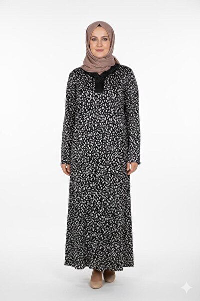 HESNA Women's Minel Battal Size Cupped Length Black Dress Pattern 28