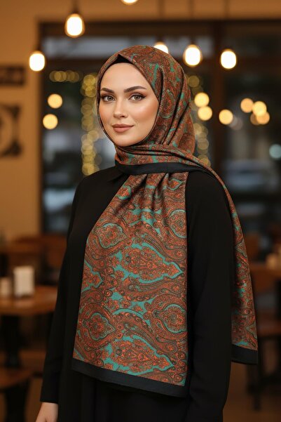 AFVENTE Paisley Pattern Turquoise Cotton Shawl