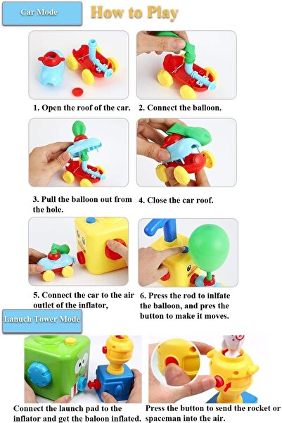 Generic Plus Point Balloon-Powered Car Launcher Toy, Multicolor ABS Plastic