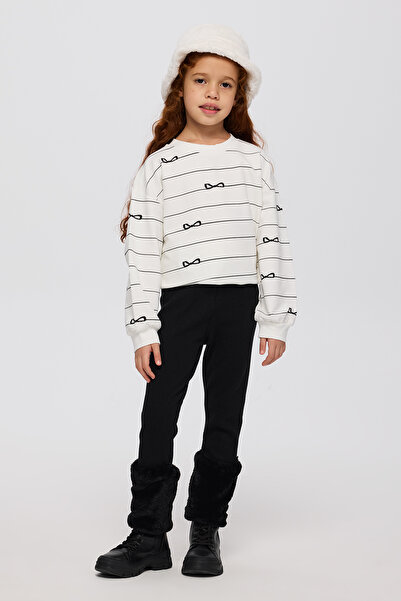 Panço Kız Çocuk Yumuşak Dokulu Siyah Tayt