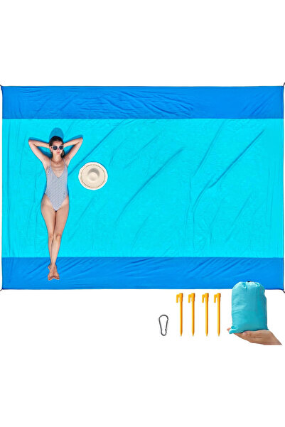 OEM ISOPHO beach blanket, 270x304 cm, durable nylon, sand resistant, lightweight, blue