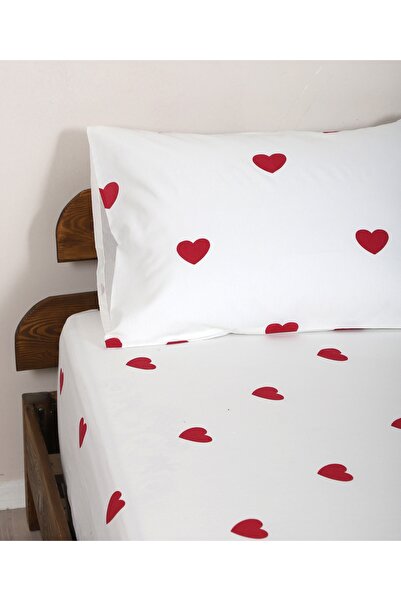 Gloriys Home & Decor Heart-Patterned King Size Double Fitted Sheet Set