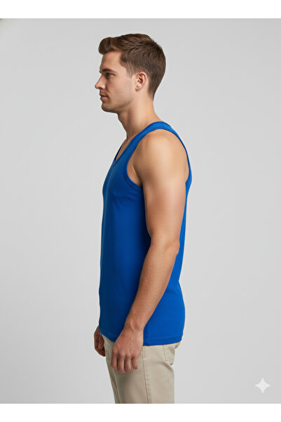 İntimate 6-Piece Blue Color Classic Men's Undershirt Wide Straps Breathable Flexible and Sweat-Absorbent Undershirt