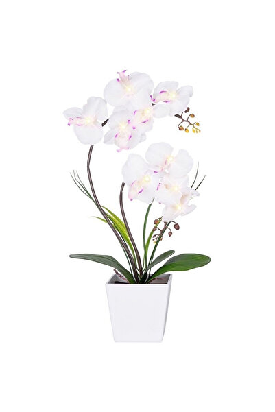 OEM FLCSIed artificial orchid, 9 LEDs, 54 cm, warm light, battery powered, white