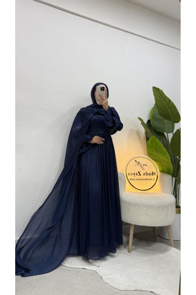 moda zeynaa Dior Kadın Tesettür Pelerinli Abiye