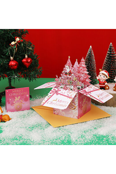 miraza Felicitare 3D Pop-Up Craciun,Cutie Cadou,Pliabila,Plic si Cartonas pen...