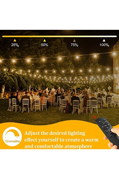 OEM String Light with Bulbs, 30 m, Dimmable, Warm Light, with Remote Control