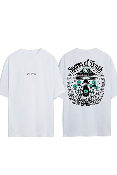 urbvn Spores of Truth Design Printed White Oversized T-Shirt