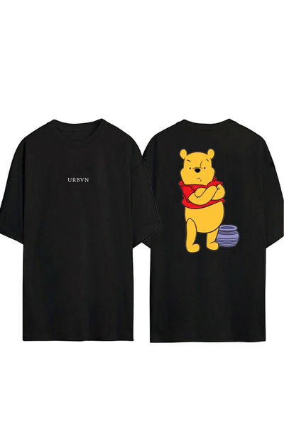 urbvn تي شيرت ويني 5 تصميم مطبوع أسود قصة فضفاضة