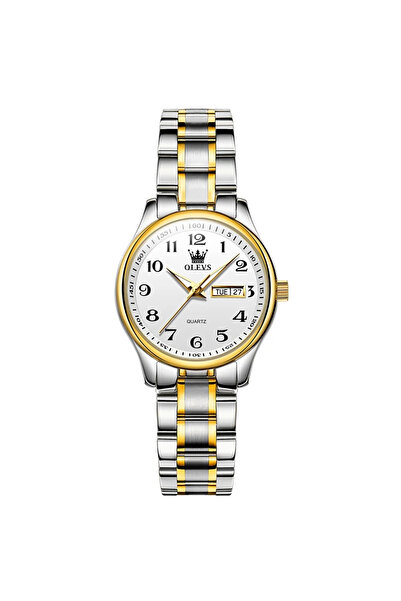 OLEVS Elegant Silver Quartz Analog Date Women's Watch