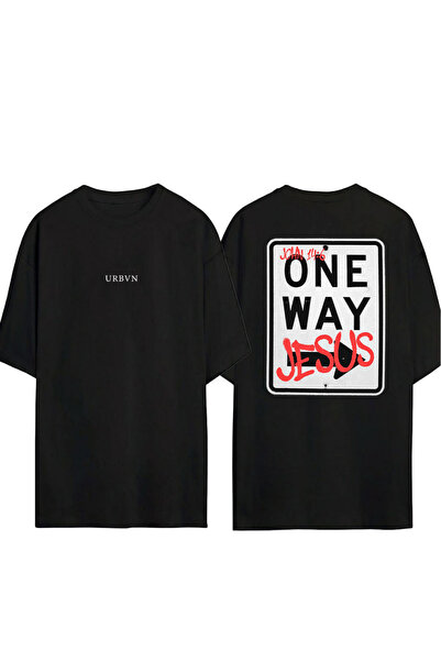 urbvn Μπλουζάκι One WAY Design με στάμπα, μαύρο, oversized