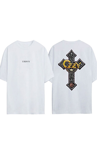 urbvn OZZY 1 Σχεδιαστικό εμπριμέ λευκό μπλουζάκι oversized