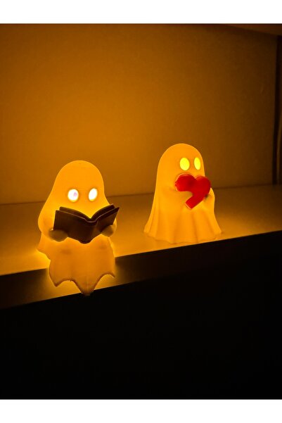 2-Piece Ghost Led Trinket Set – Decorative Lamp| Reading – Hearted Ghost Table Top Decor