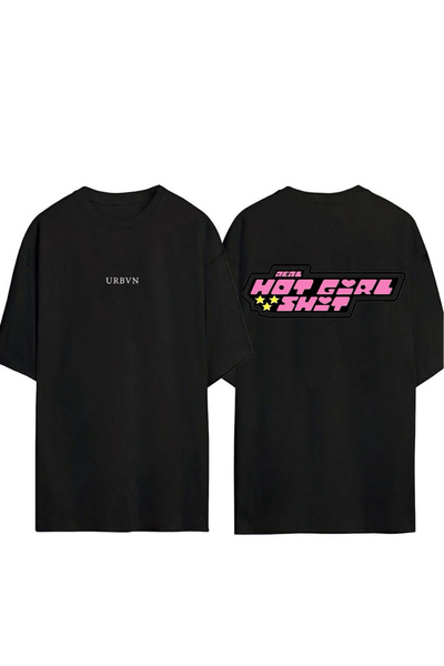 urbvn PP Girls Design T-shirt sa štampanim uzorkom, crna, veće veličine