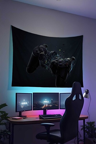 RUGRUMBA غطاء جداري للاعبين - بطابع الألعاب، قماش عالي الجودة، سجادة جدارية