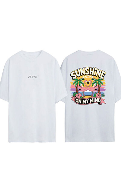 urbvn Tricou supradimensionat alb cu imprimeu On My Mind Design