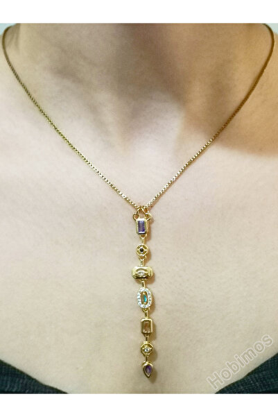 Hobimos قلادة تريند على شكل حرف Y - قلادة فولاذية على شكل حرف Y - قلادة على ش...