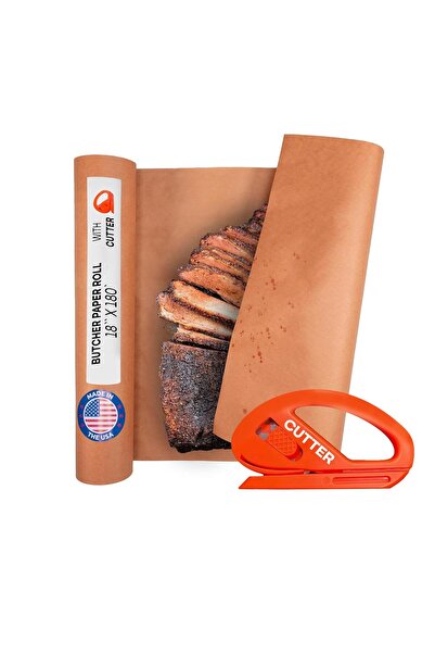 IDL Packaging ورق جزار الخوخ 18 بوصة × 180 قدمًا مع قاطع - ورق كرافت صالح للطعام -