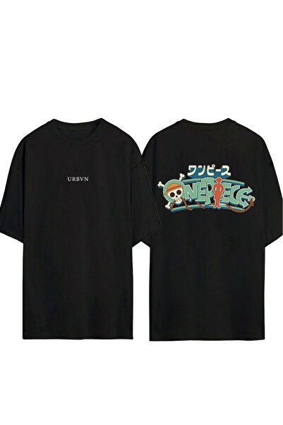 urbvn One Piece 8 Design Printed Black Oversized t Shirt
