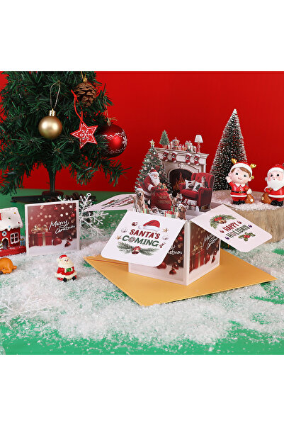 miraza 3D Pop-Up Christmas Card, Gift Box, Foldable, Envelope and Message Car...