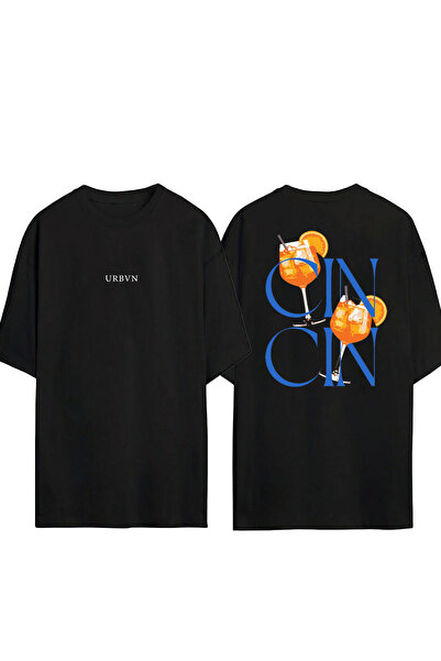 urbvn Tricou oversize negru cu imprimeu CIN CIN Design