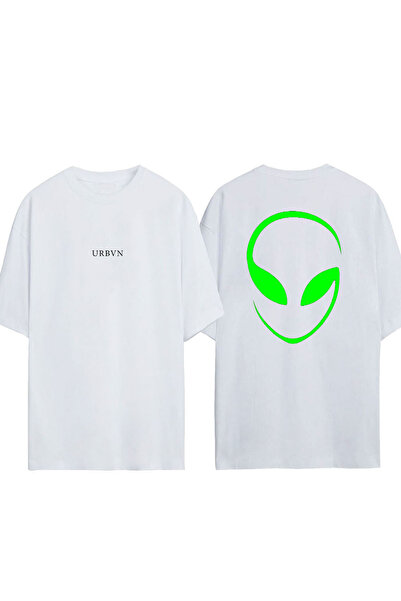urbvn Alien 6 Design Printed White Oversized T-Shirt