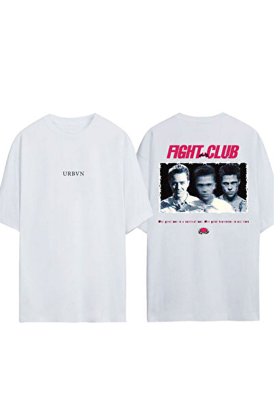 urbvn تي شيرت فايت كلوب ديزاين مطبوع أبيض قصة فضفاضة
