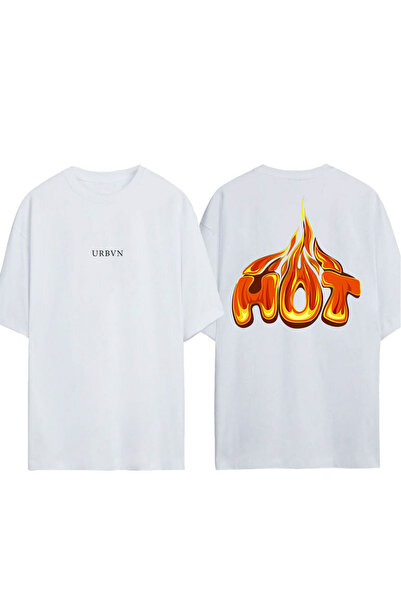 urbvn Μπλουζάκι HOT Design με στάμπα σε λευκό χρώμα και oversized γραμμή