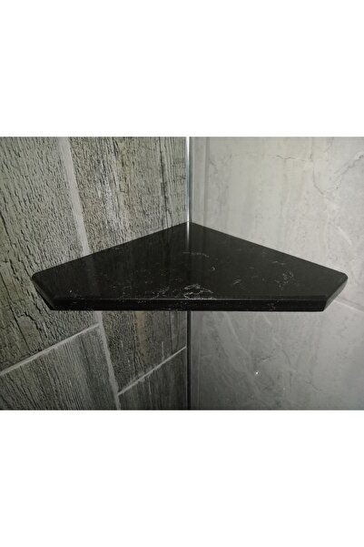 MOBAKS Doğal Mermer Mutfak Banyo Köşe Rafı Siyah Granit Köşeli
