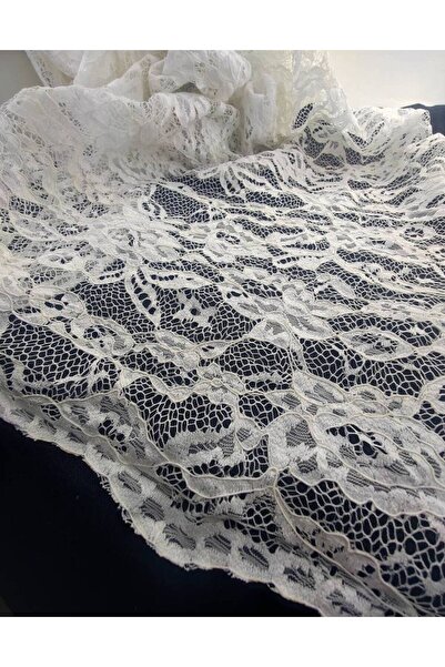 FASHİON DANTEL Metraj Dantel Kumaş Lez Fransız Dantel 130 cm En Ekru