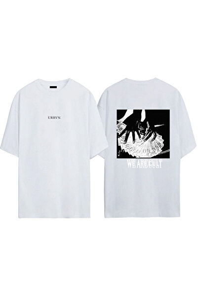 urbvn Tricou oversize alb cu imprimeu Cult Design