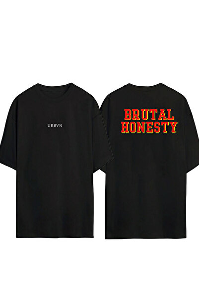 urbvn Μπλουζάκι Brutal Honestly Design με στάμπα, μαύρο, oversized