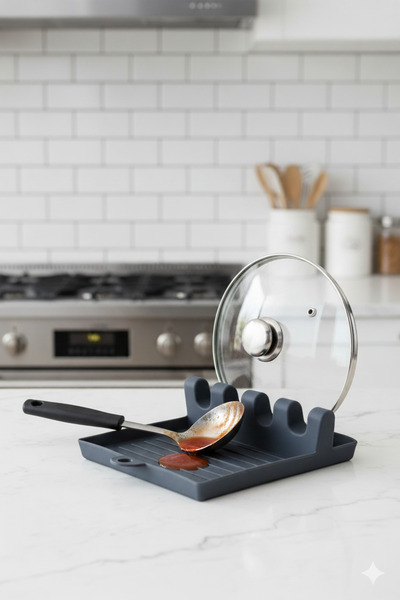 NY HOME Spoon Ladle Holder and Pot Lid Holder Anthracite Color