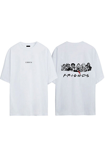 urbvn تي شيرت فريندز ديزاين مطبوع أبيض قصة فضفاضة