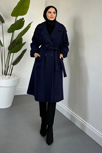 Tesettür Diyarı Palton din cașmir cu mâneci încrețite și căptușeală Glaze - A...
