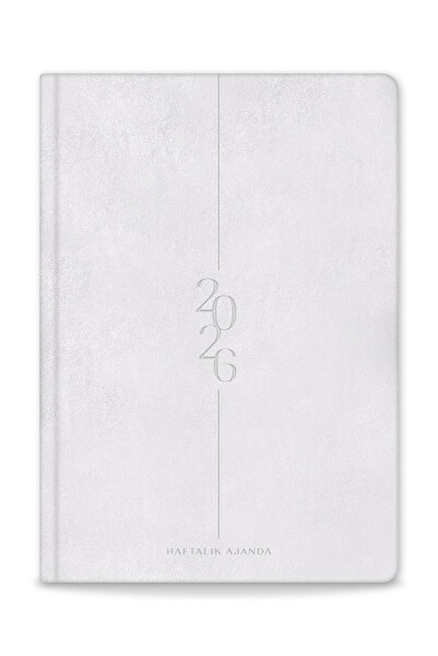 PAPERORA 2026 A5 Sert Kapak Haftalık Ajanda – 12 Aylık Metalik Gümüş
