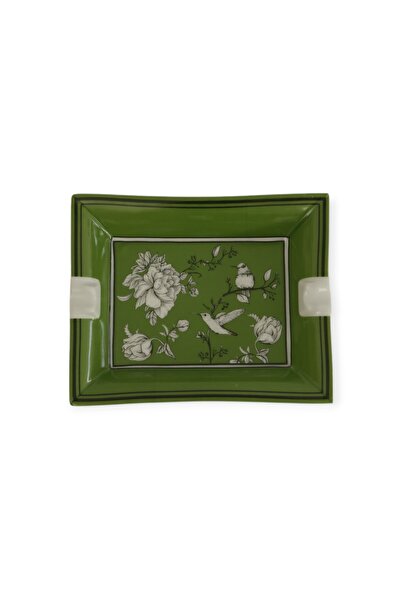 Sivella منفضة سجائر من البورسلين الأخضر اللامع على شكل وردة