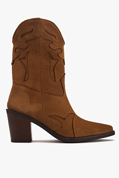 West To West Kadın Western Bot – Hakiki Süet Deri Kovboy Topuklu Bot