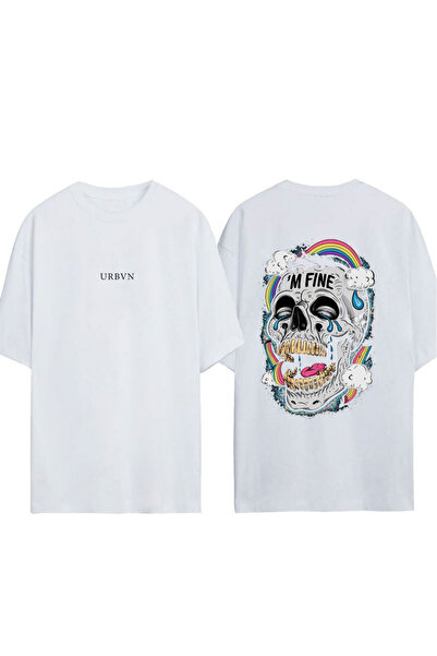 urbvn Tricou supradimensionat alb cu imprimeu Fine Design