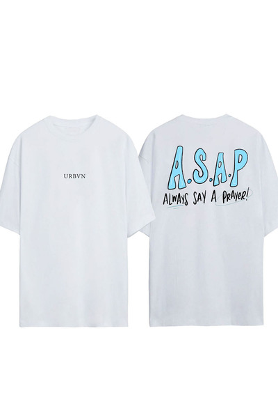urbvn Tricou supradimensionat alb cu imprimeu ASAP Design
