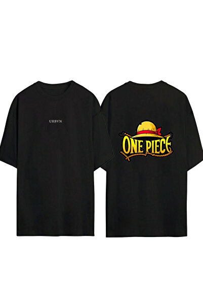 urbvn OnePiece dizajn, crna oversize majica sa printom
